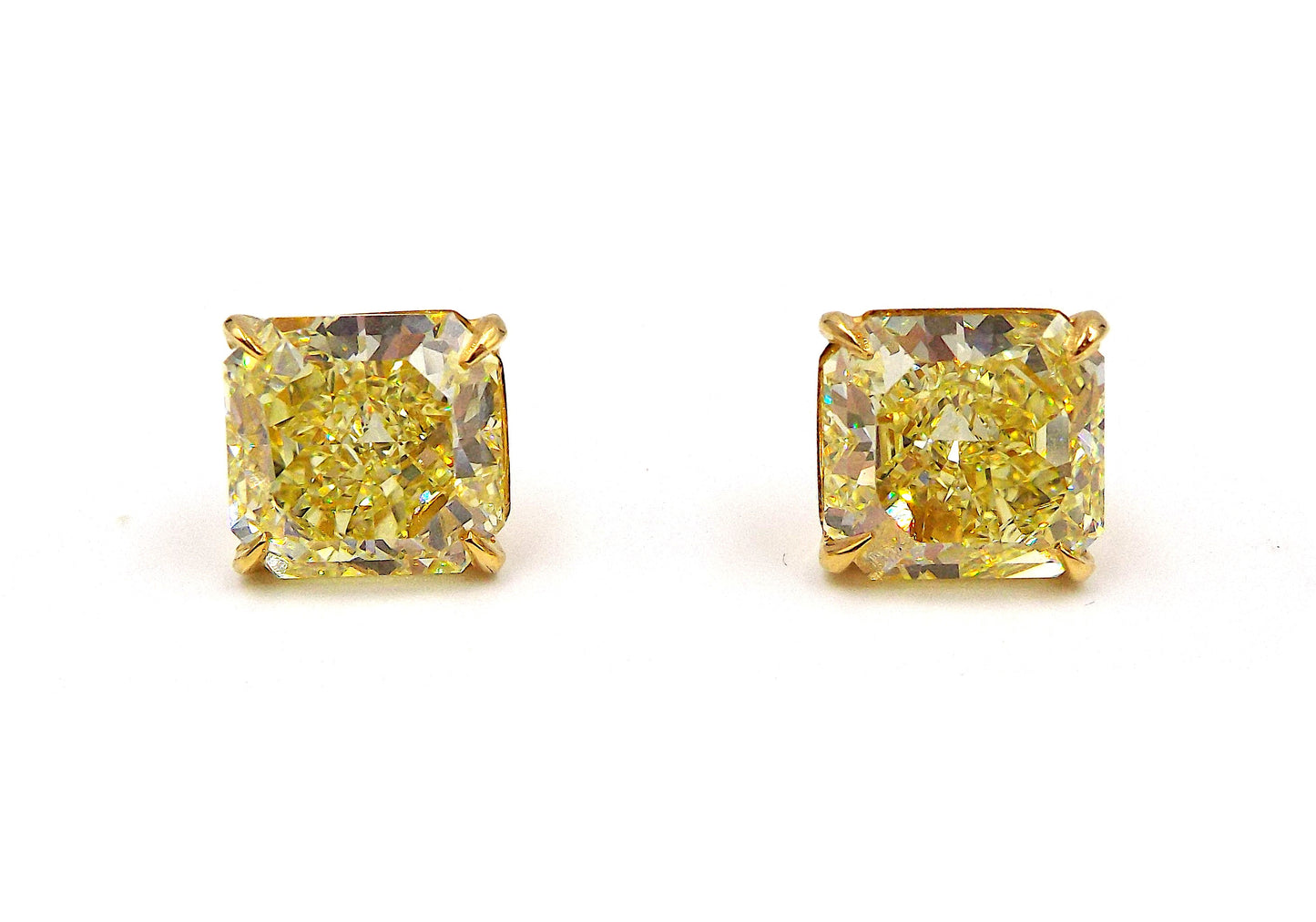 Fancy Yellow Diamond Gold Stud Earrings