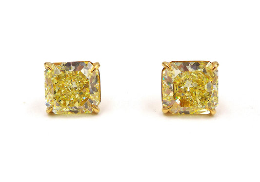 Fancy Yellow Diamond Gold Stud Earrings