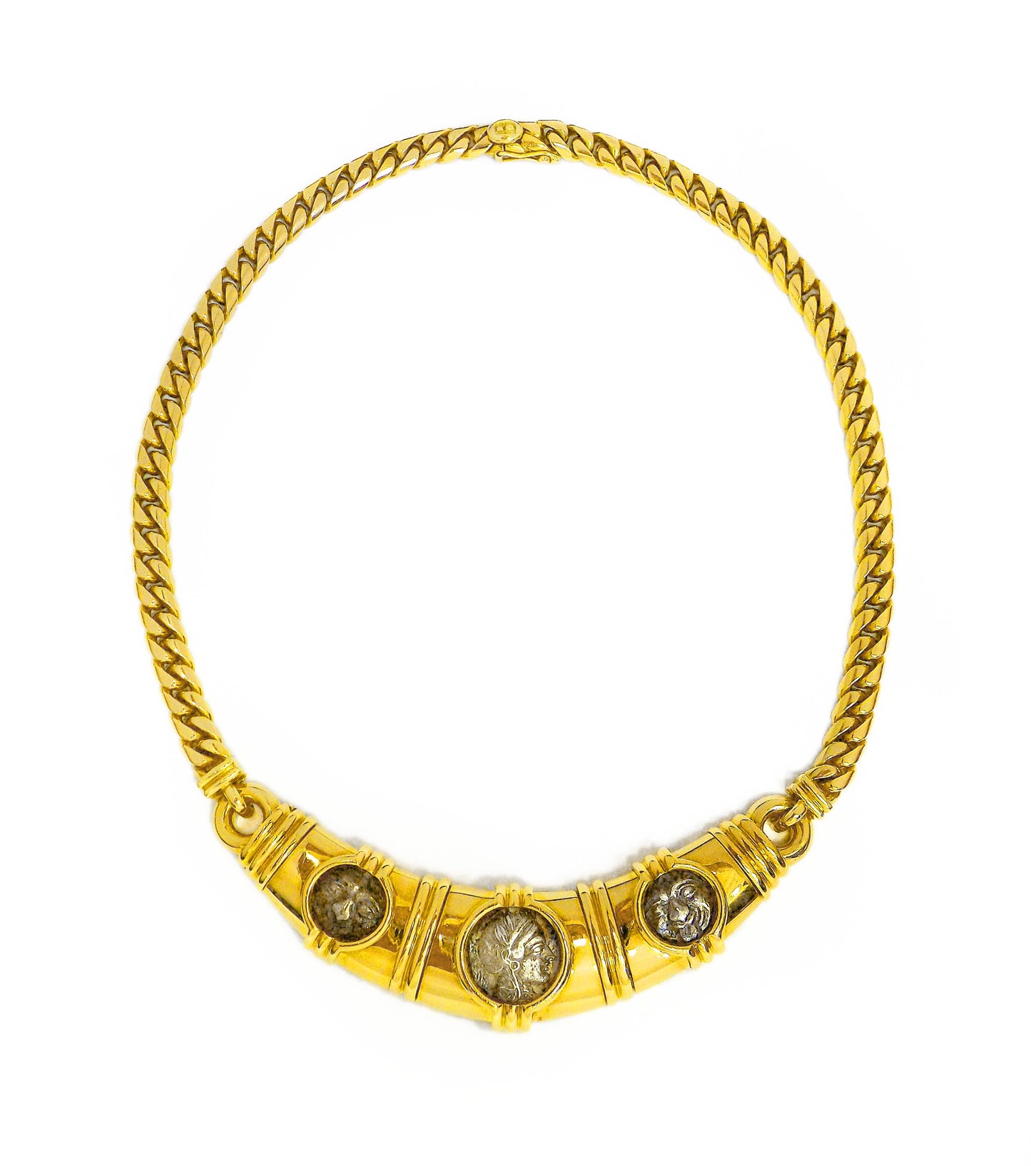 Bulgari 18K Gold 3 Coin Monete Necklace
