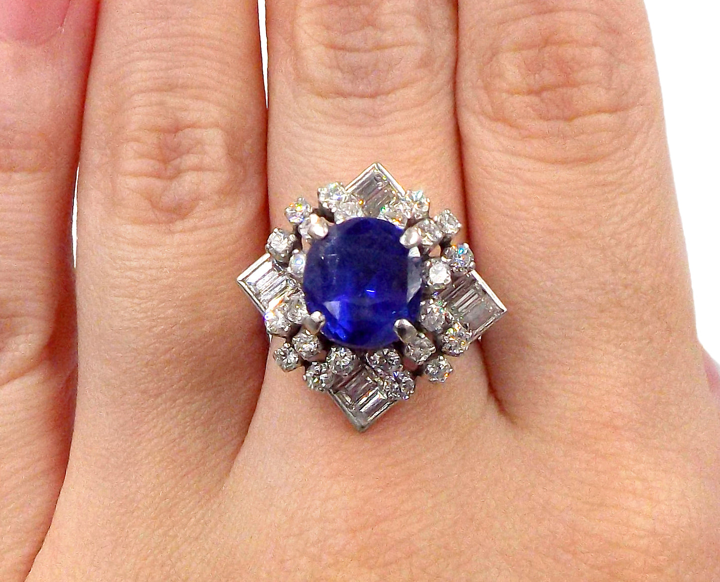 Platinum, Sapphire and Diamond Ring