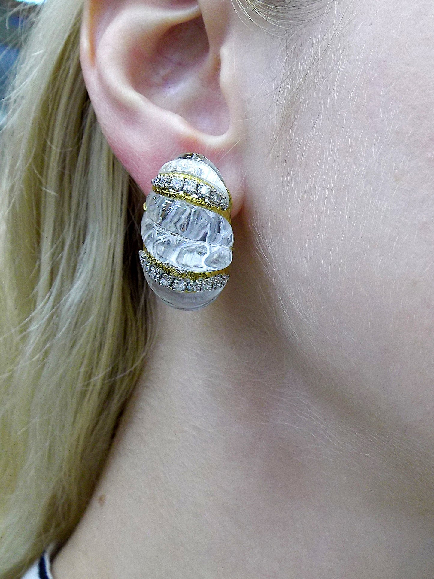 Kutchinsky Diamond Rock Crystal Gold Earrings