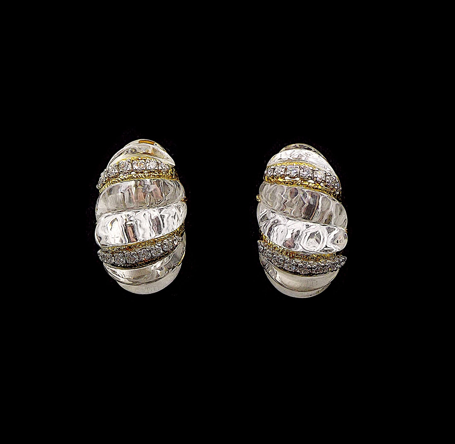 Kutchinsky Diamond Rock Crystal Gold Earrings