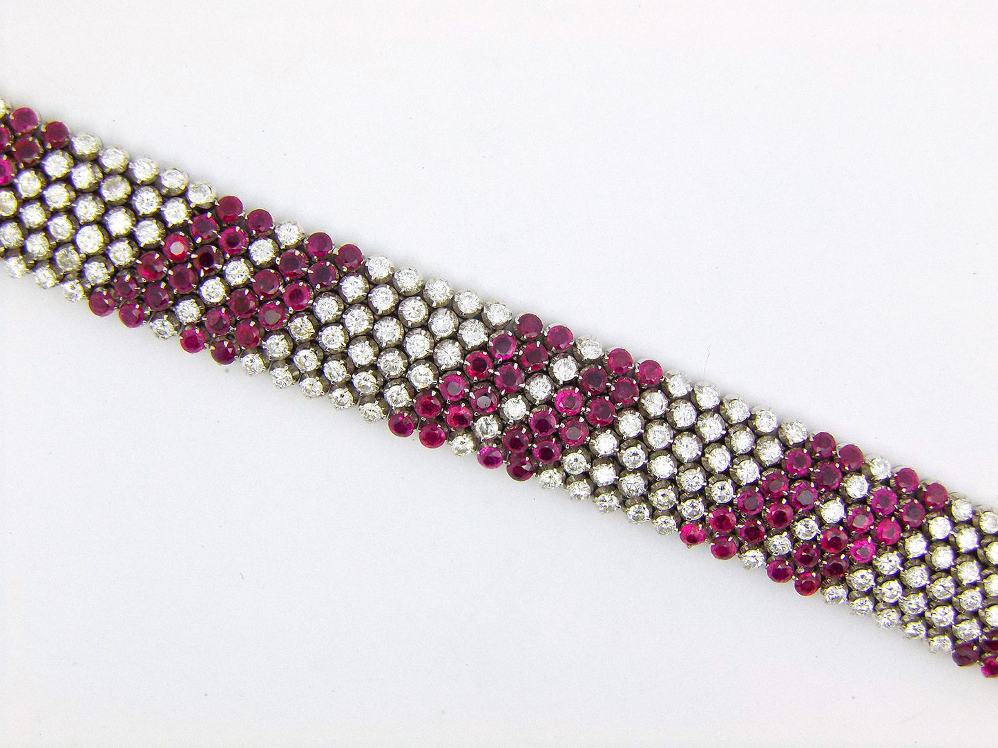 18k White Gold Diamond Ruby Bracelet