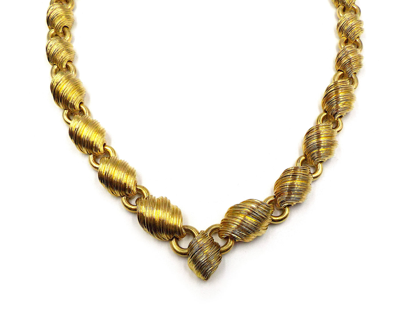 David Webb 18K Yellow Gold Textured Link Necklace