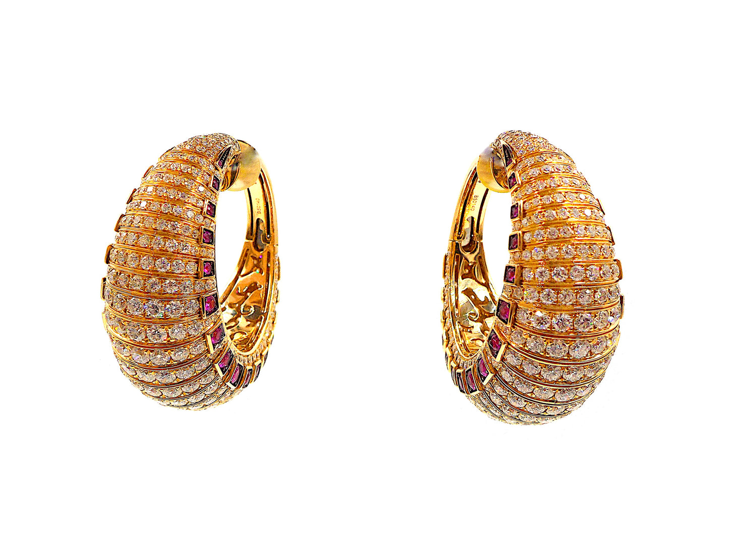 de Grisogono Pair of Rose Gold Diamond Ruby Hoop Earclips