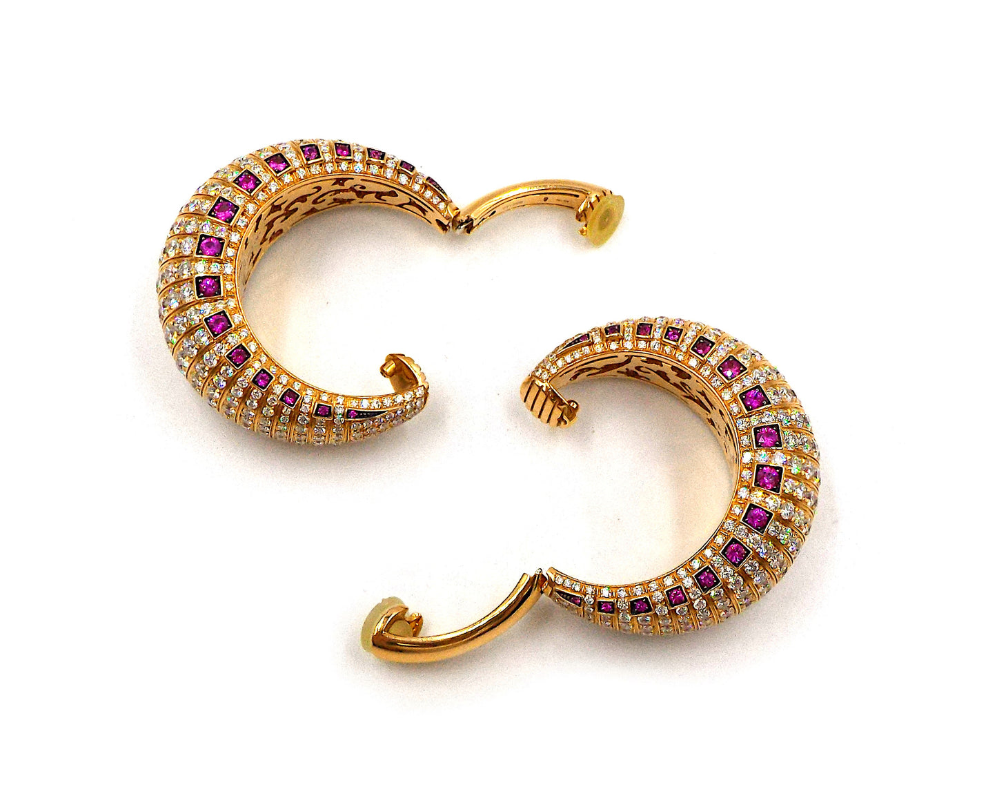 de Grisogono Pair of Rose Gold Diamond Ruby Hoop Earclips