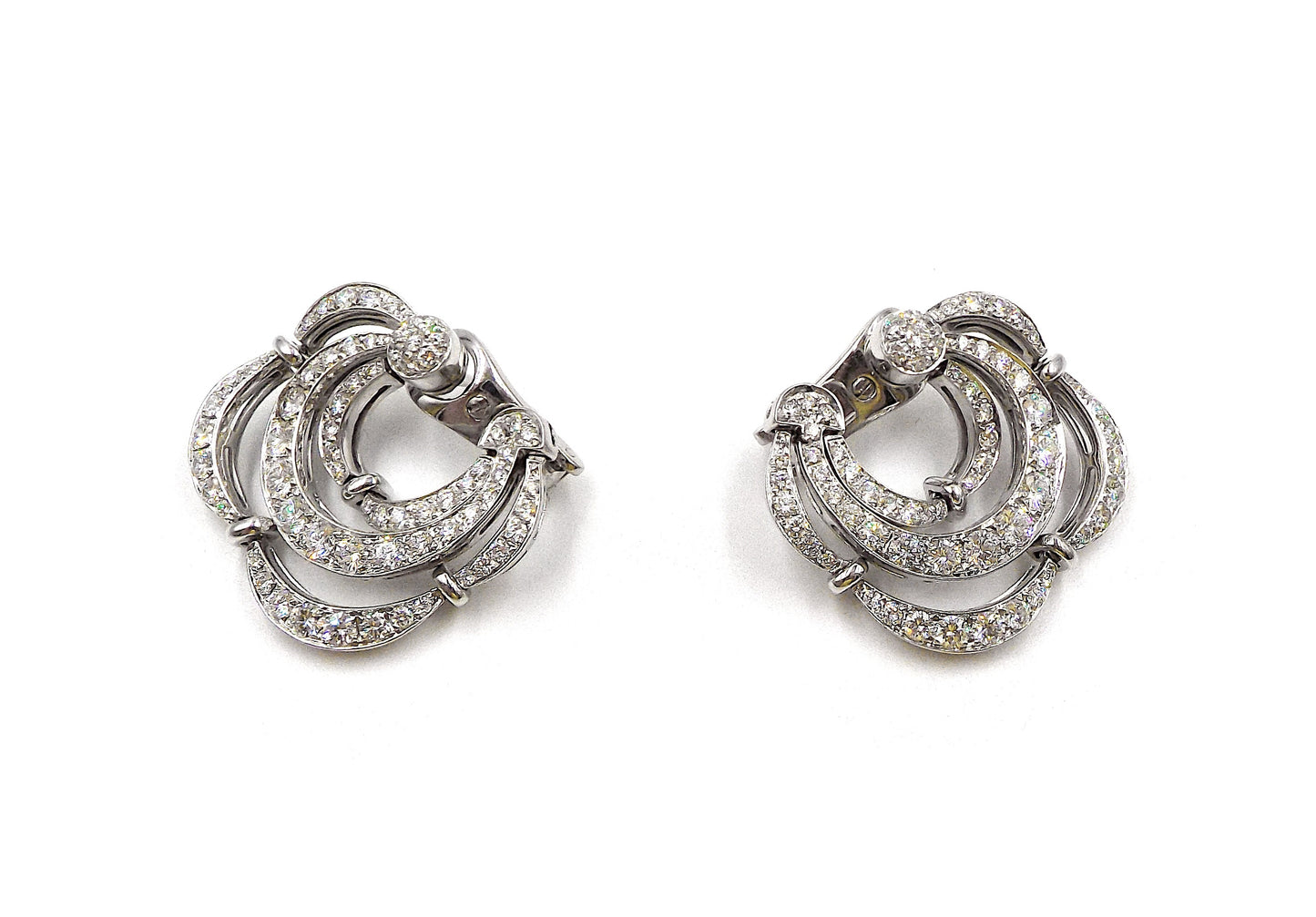 Bulgari 18K White Gold Diamond Tremblant Flower Earrings