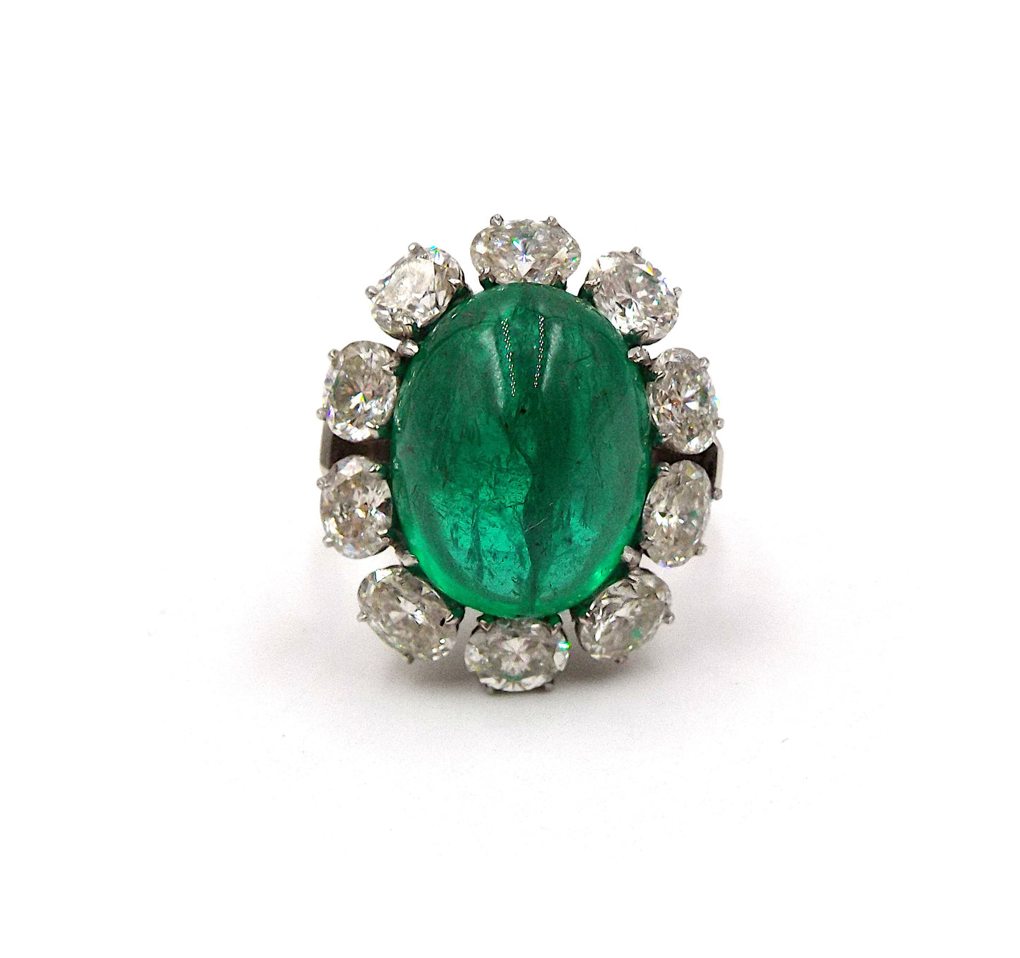 Cabochon Emerald Diamond Ring