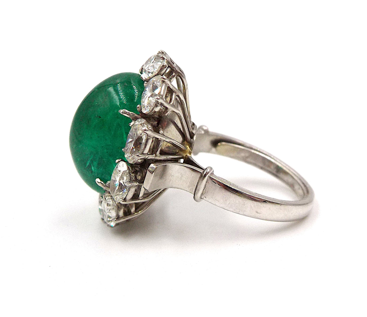 Cabochon Emerald Diamond Ring