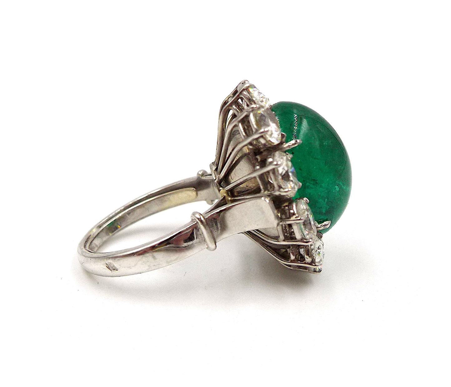 Cabochon Emerald Diamond Ring