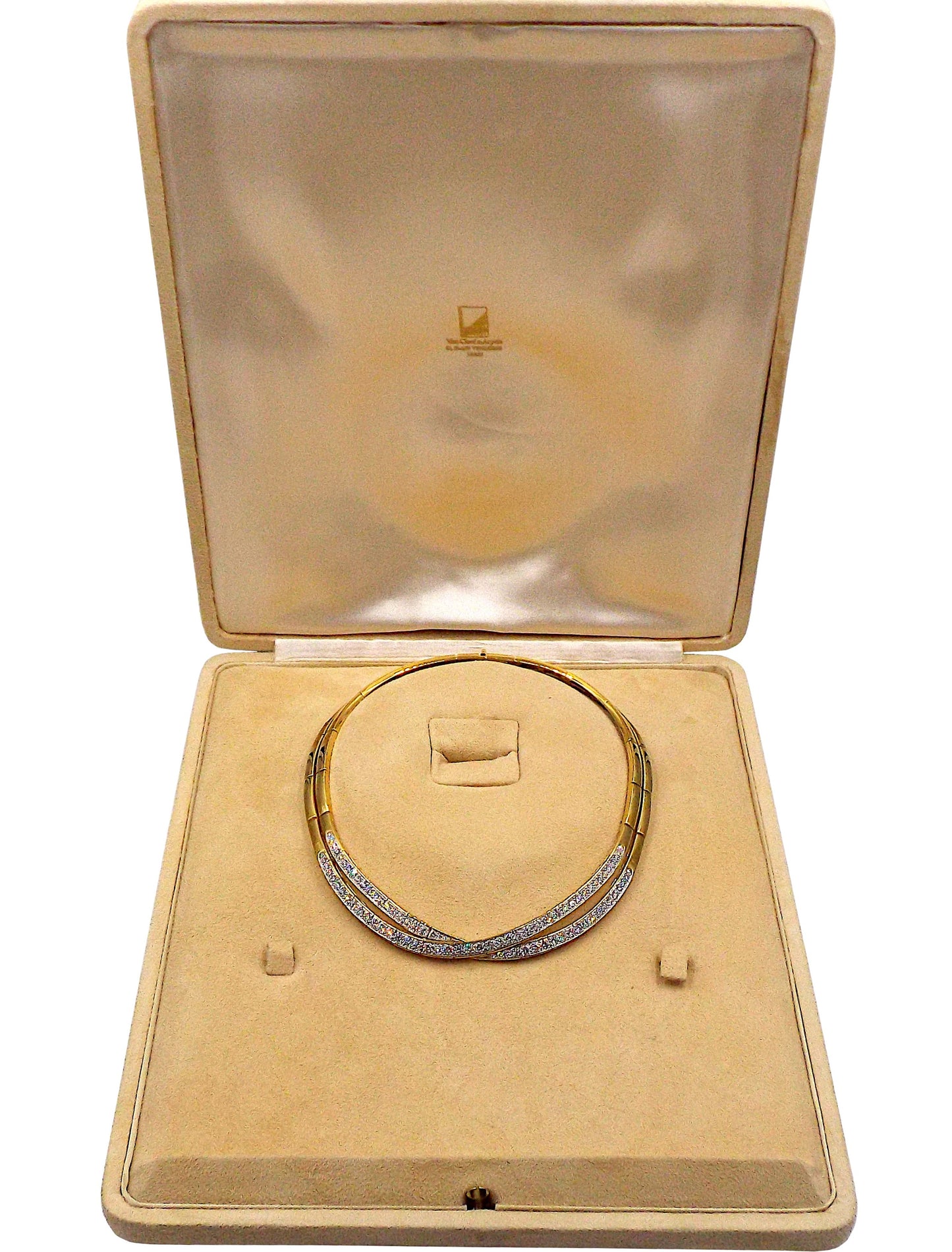 Van Cleef & Arpels 18K Yellow Gold Diamond Crossover Necklace