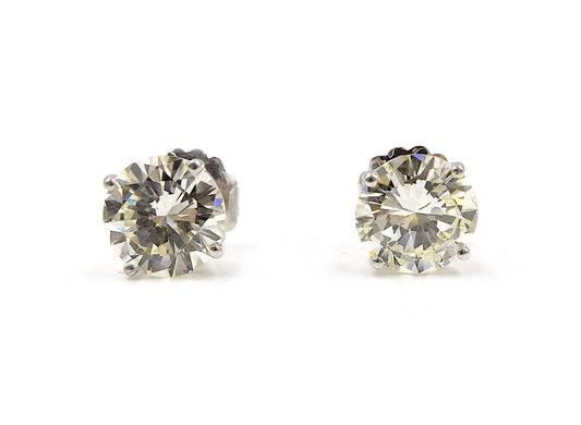 White Gold 3.55ct and 3.35ct Diamonds Stud Earrings GIA Certified