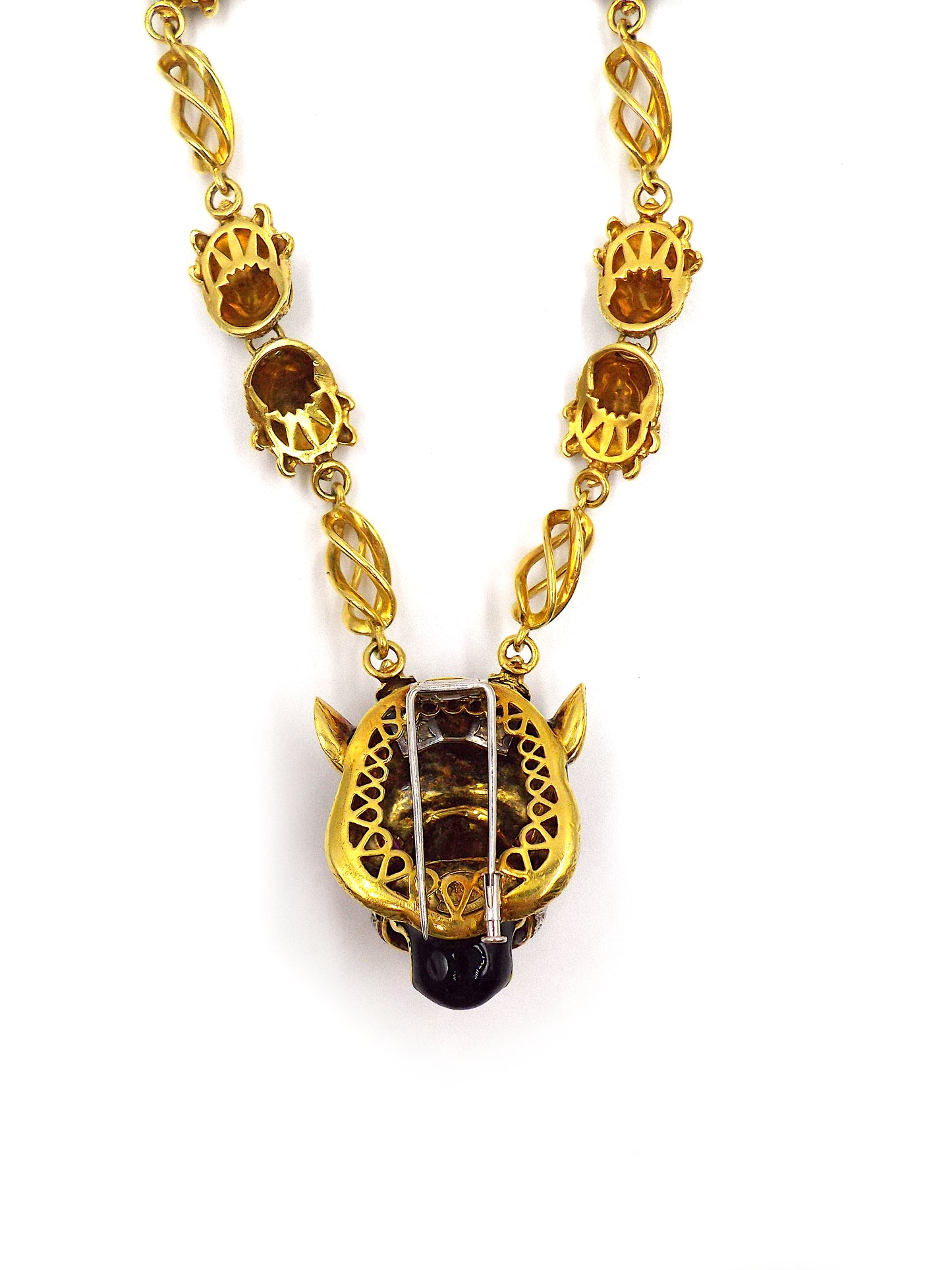 Frascarolo 18K Gold Enamel and Diamond Panther Necklace