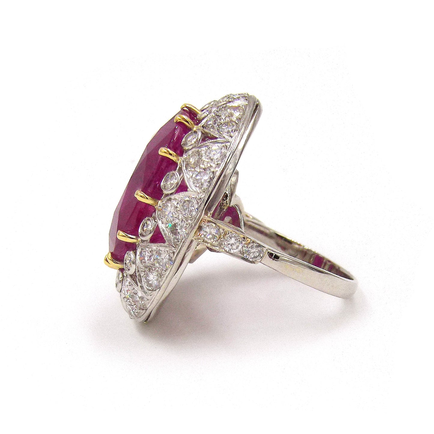 Certified 25.16ct Burma Ruby Diamond Platinum Ring