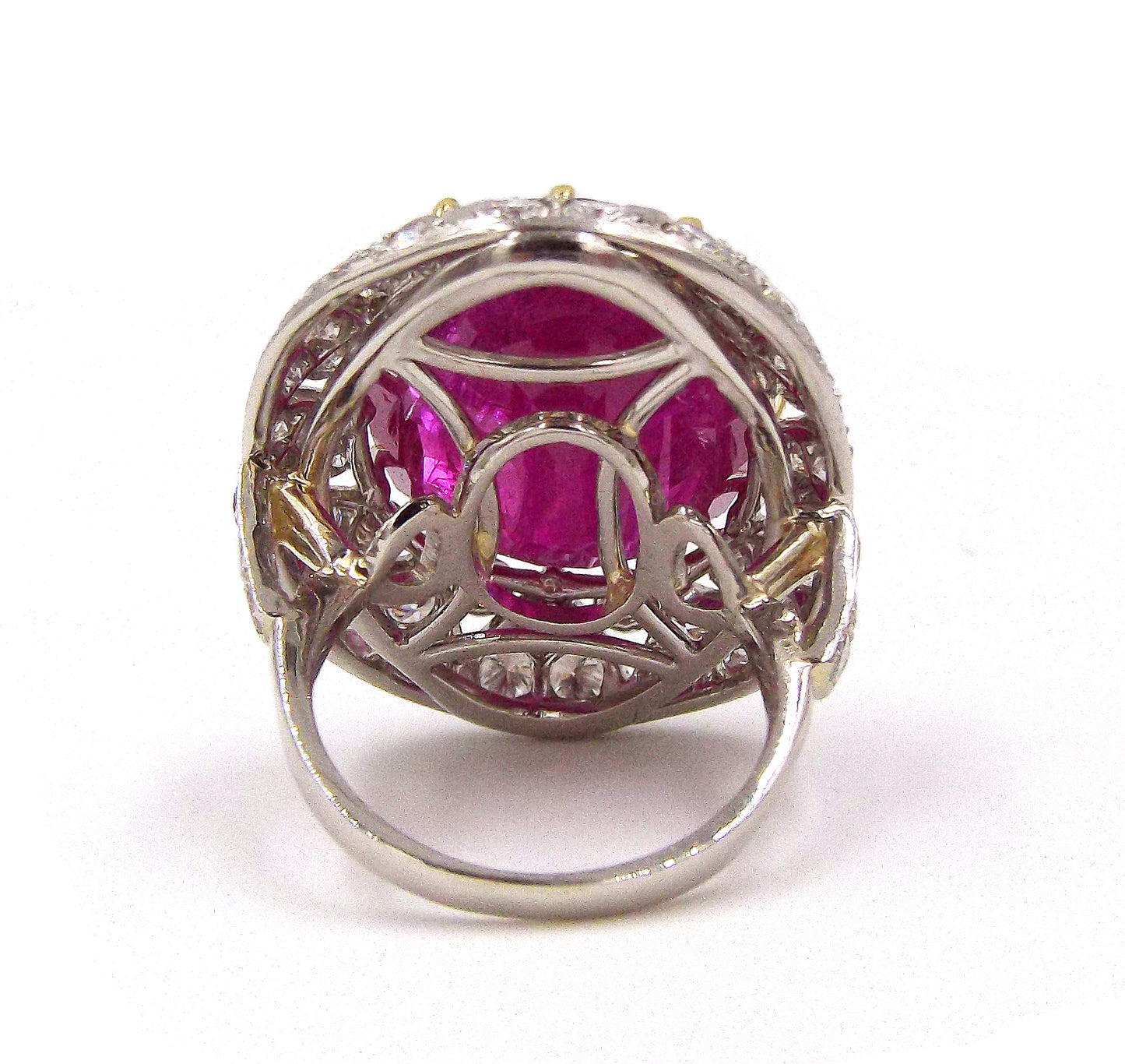 Certified 25.16ct Burma Ruby Diamond Platinum Ring