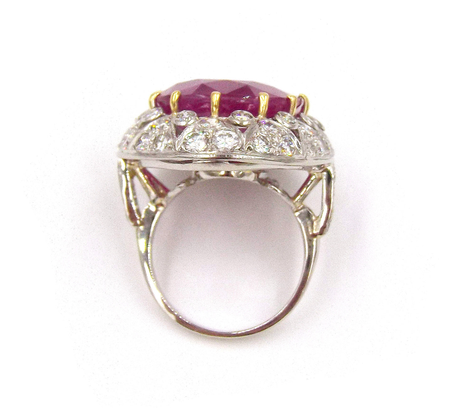 Certified 25.16ct Burma Ruby Diamond Platinum Ring