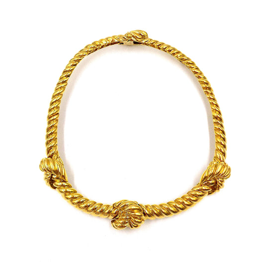 David Webb 18K Yellow Gold Knot Choker Necklace