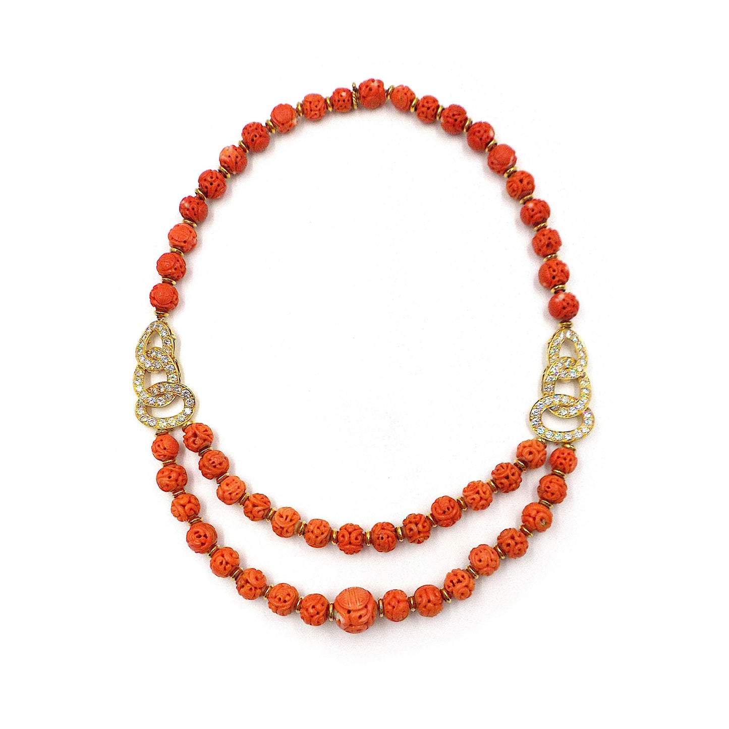 Van Cleef & Arpels Gold Coral Diamonds Necklace