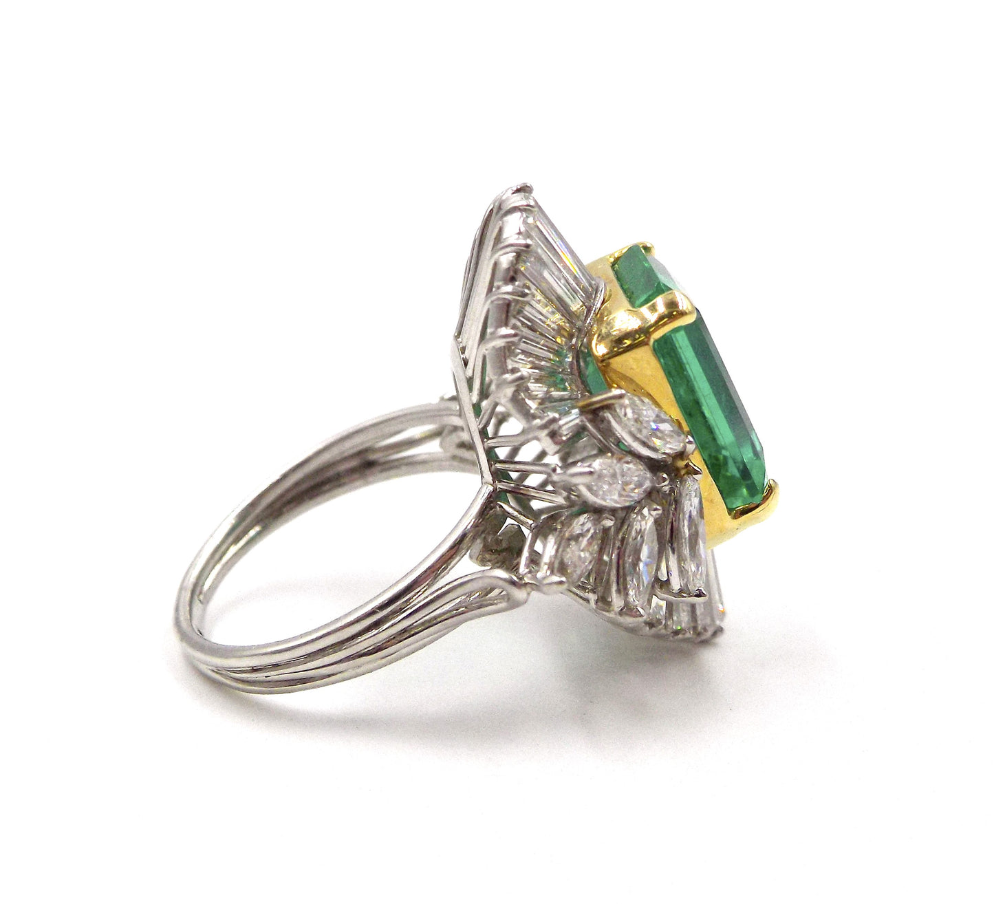 Platinum Emerald and Diamond Ring