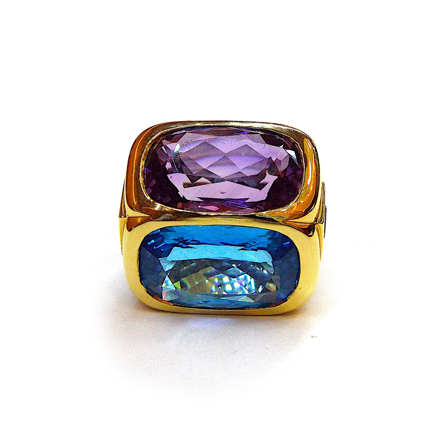 18K Gold Marina B Amethyst Topaz Cocktail Ring