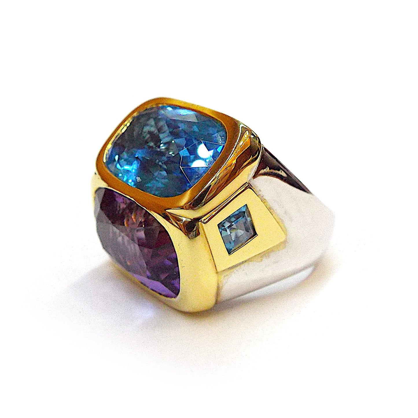 18K Gold Marina B Amethyst Topaz Cocktail Ring