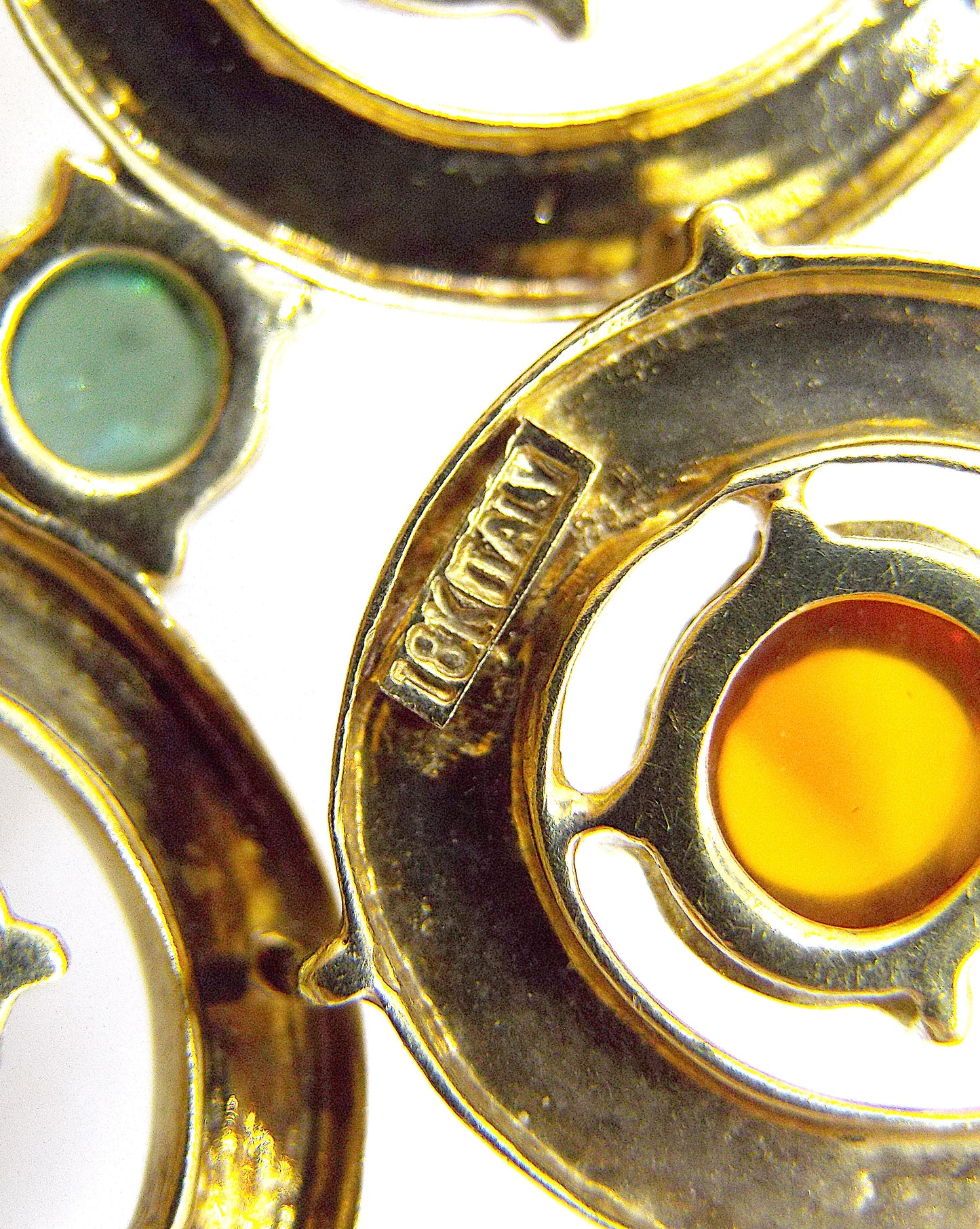 Italian 18K Yellow Gold Citrine Green Fluorite Pendant Necklace