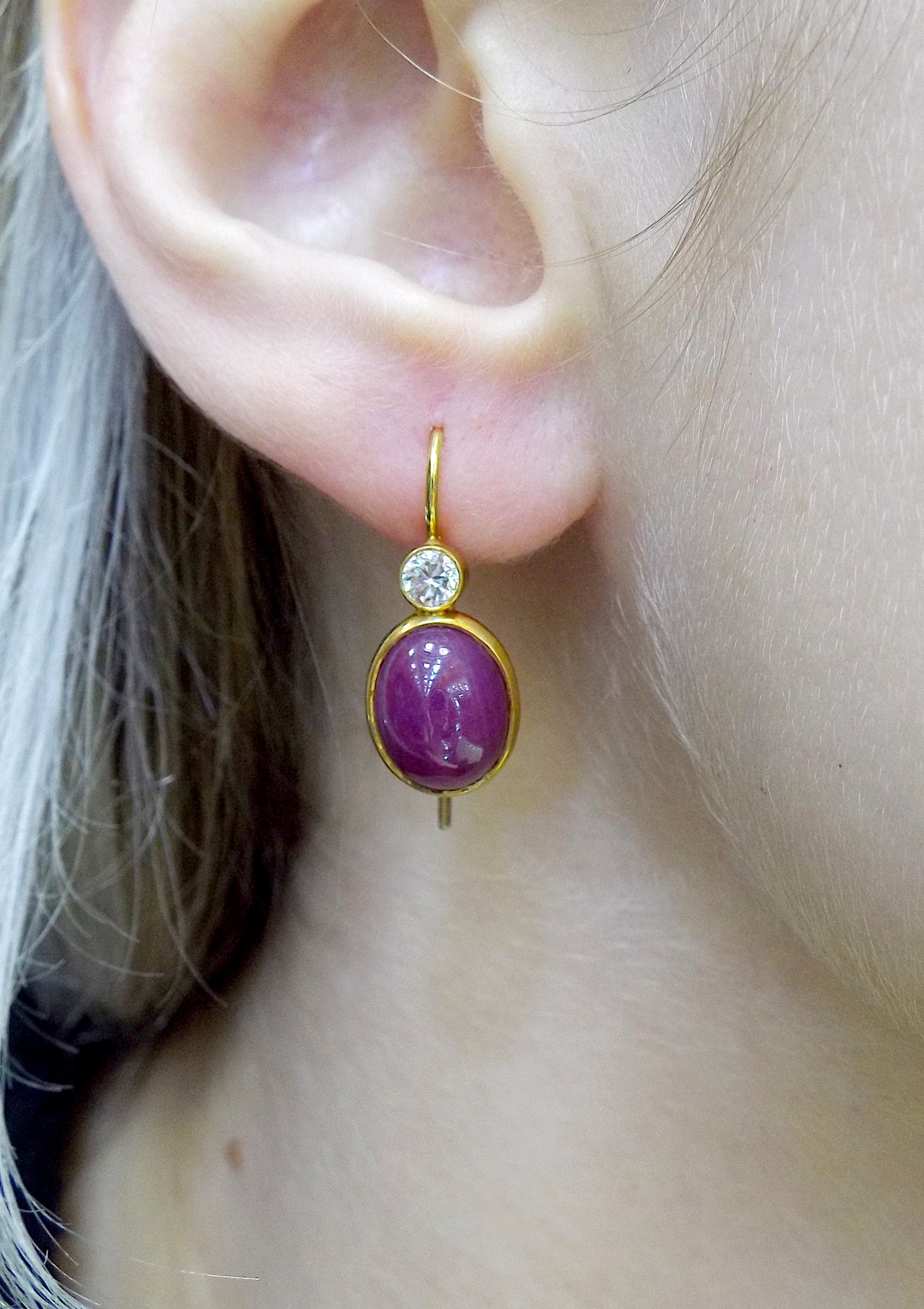 Everyday Gold Ruby Diamond Earrings