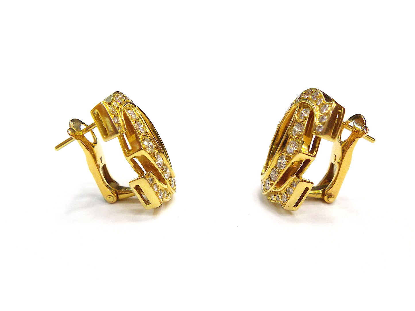 Cartier Double C 18K Yellow Gold Diamond Earrings