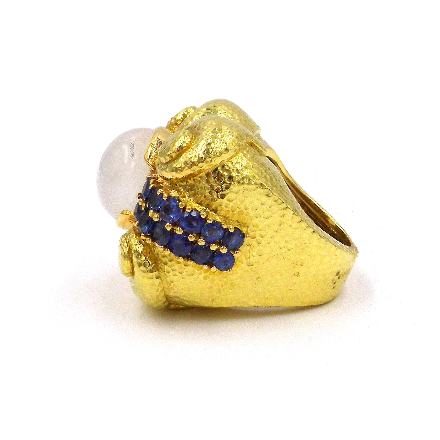 David Webb 18K Gold Moonstone Sapphire Ring