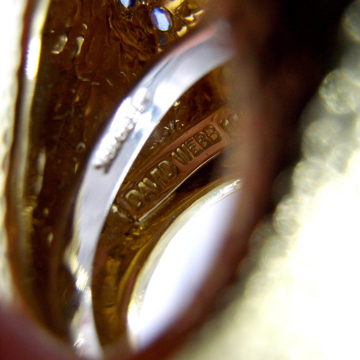 David Webb 18K Gold Moonstone Sapphire Ring