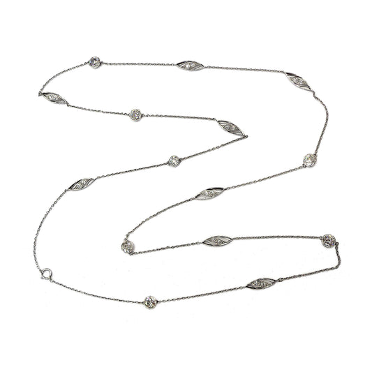 Platinum Diamond Long Chain Necklace