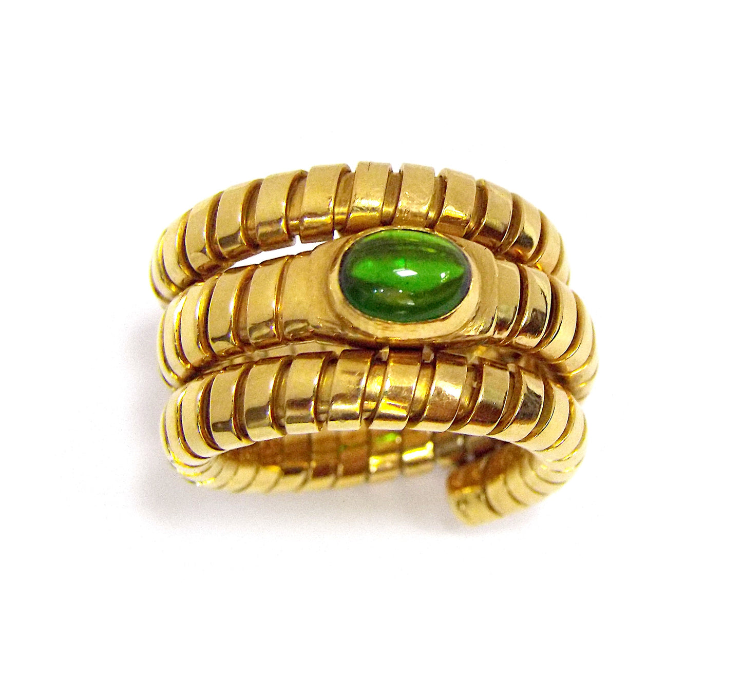 Bvlgari Tubogas Gold Emerald Ring