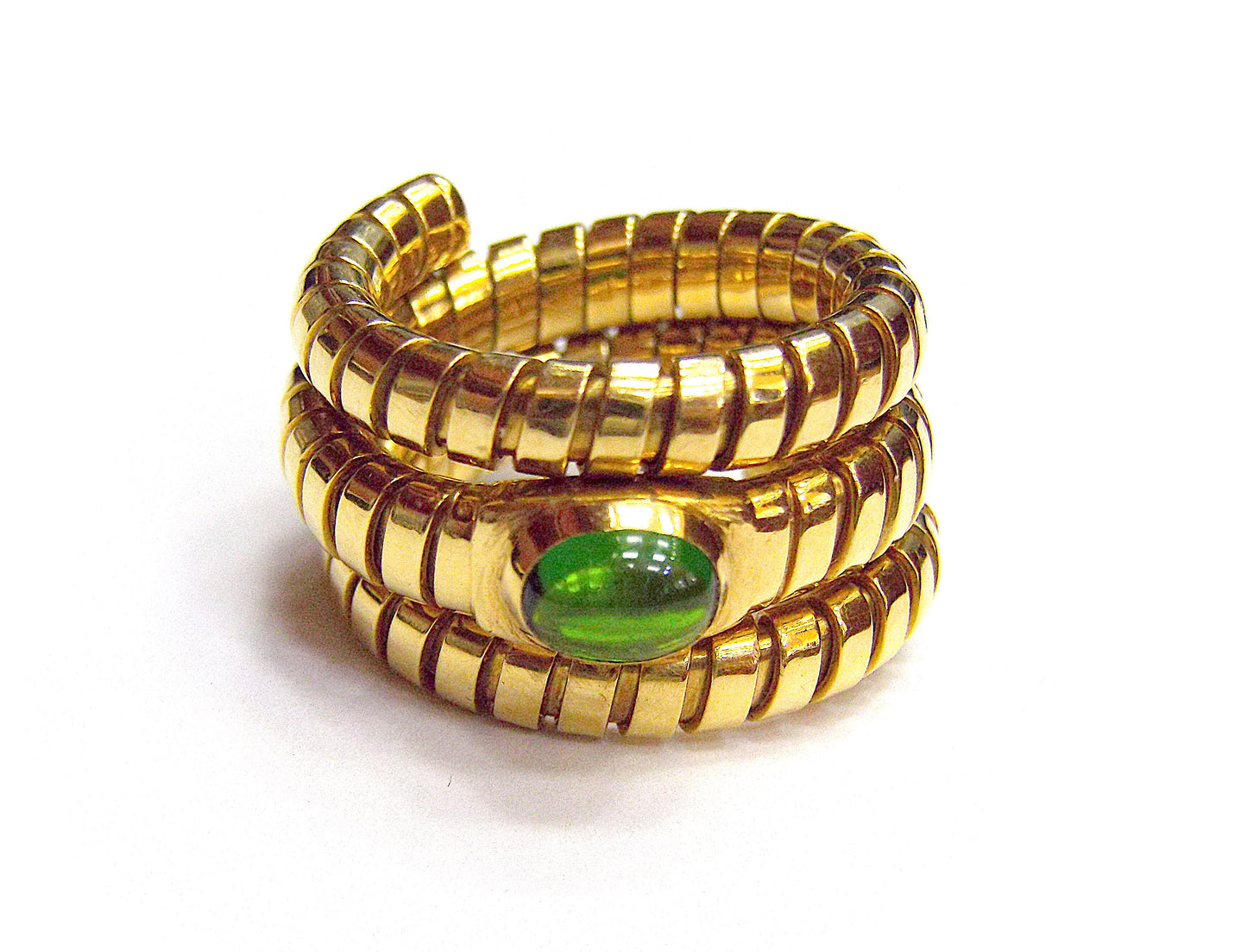 Bvlgari Tubogas Gold Emerald Ring