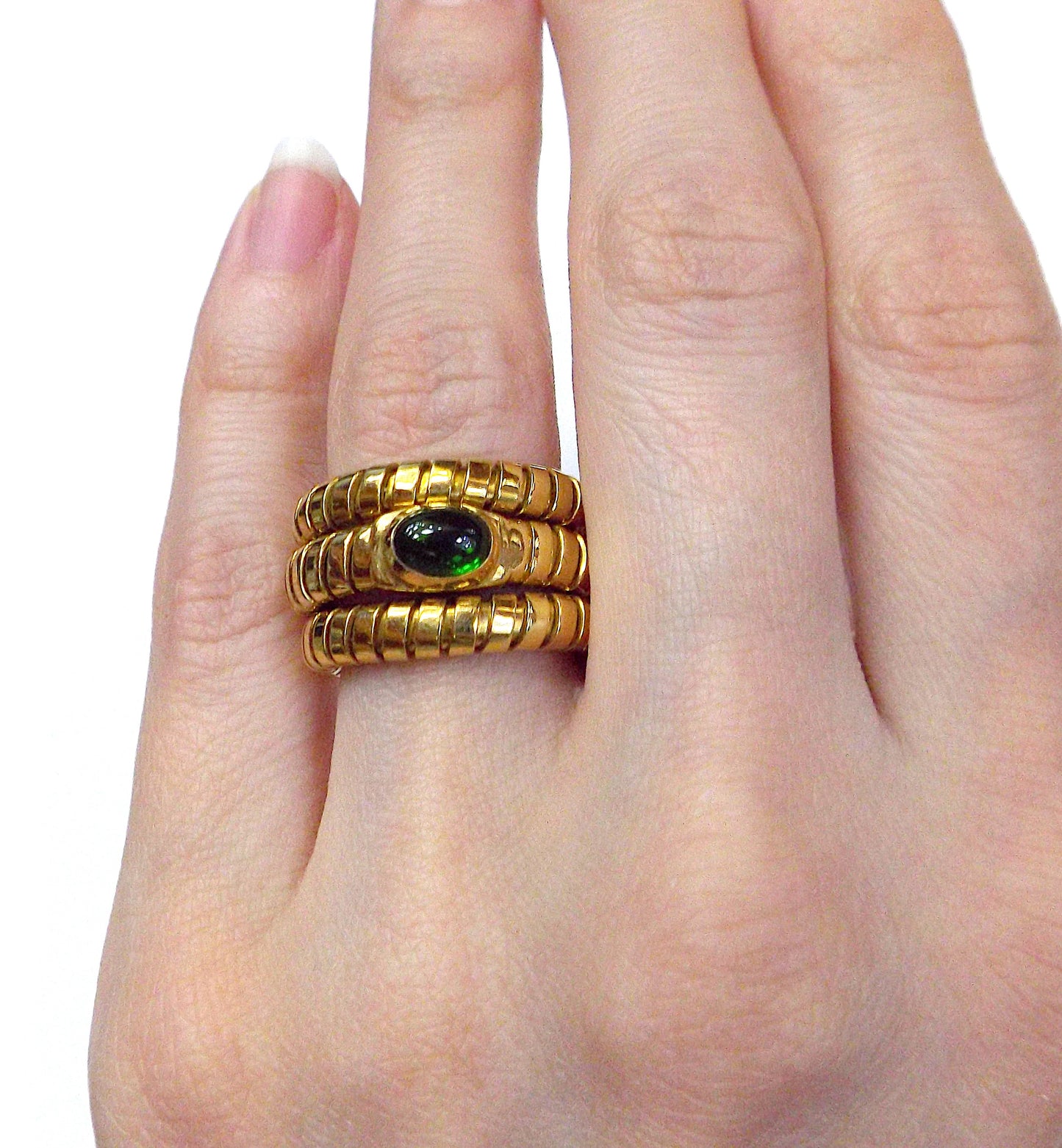 Bvlgari Tubogas Gold Emerald Ring
