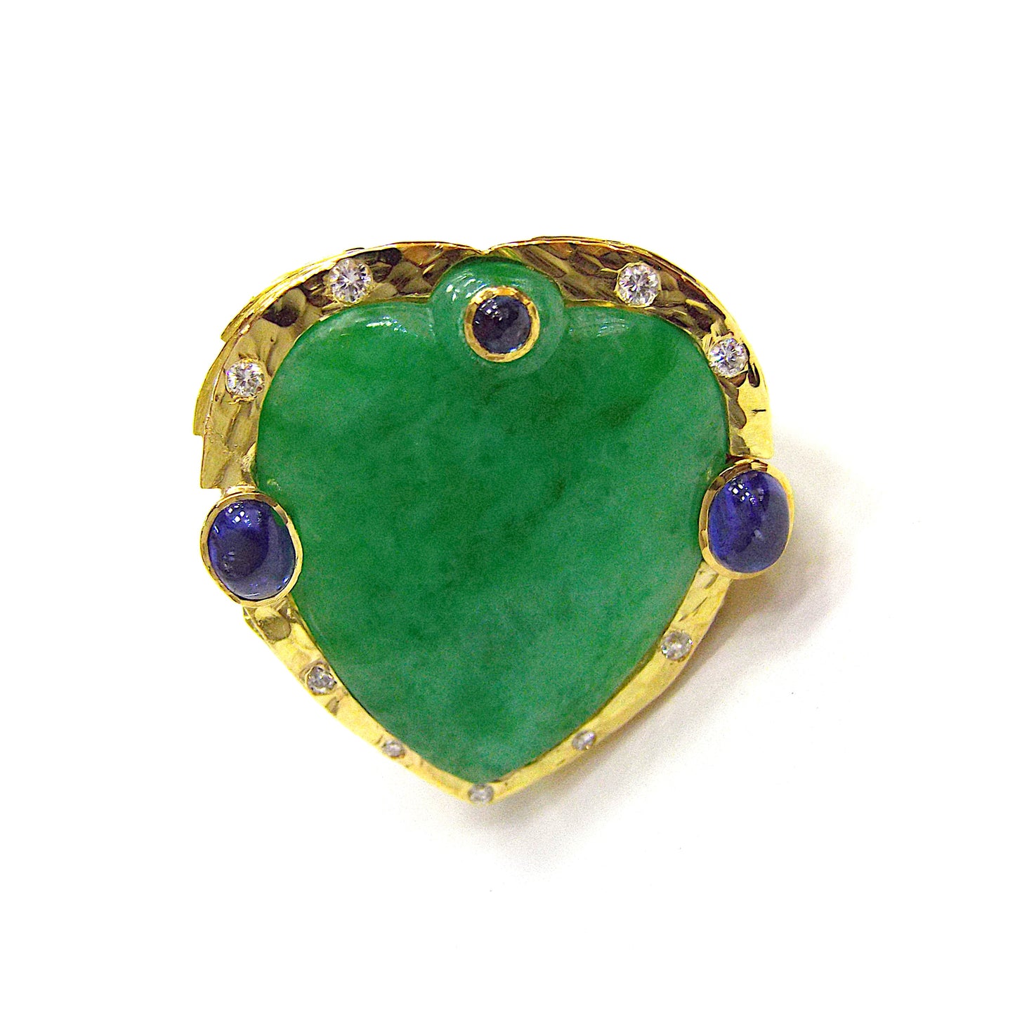 David Webb Jadeite Jade Diamond Sapphire Gold Ring