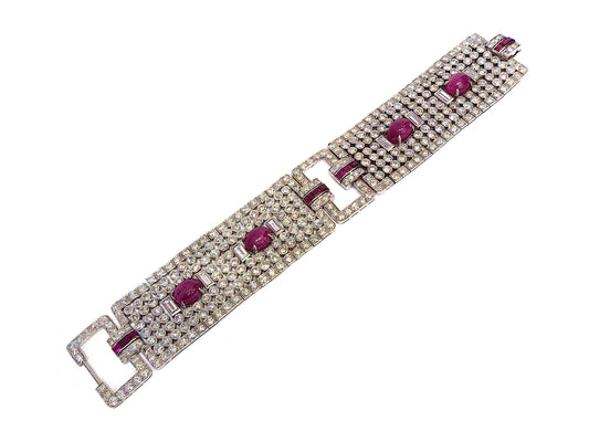 Art Deco Diamond Ruby Platinum Bracelet