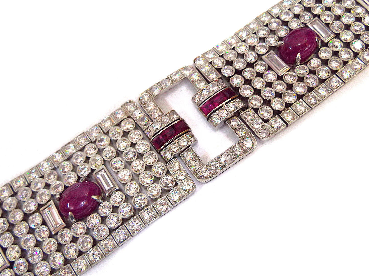 Art Deco Diamond Ruby Platinum Bracelet