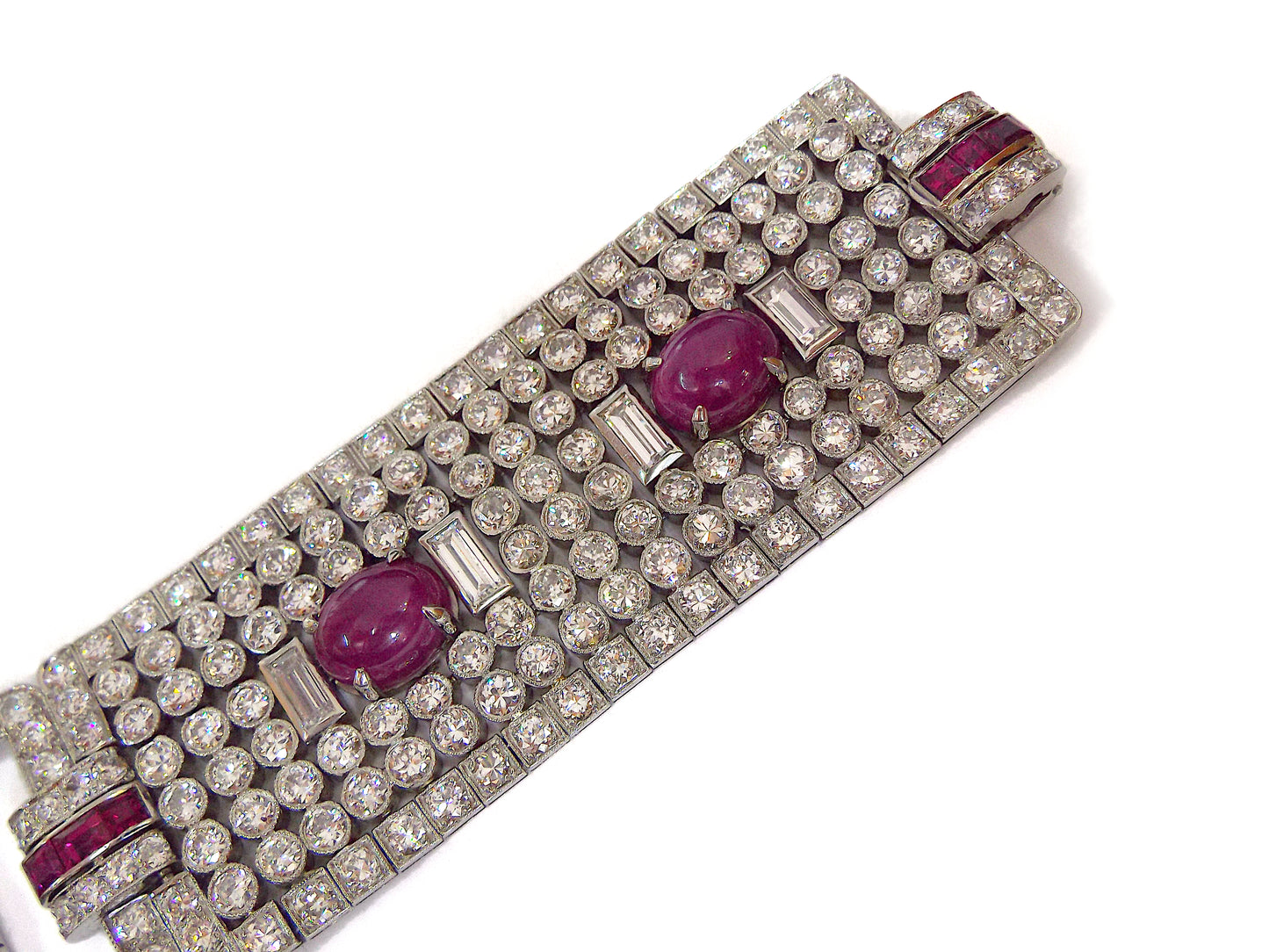 Art Deco Diamond Ruby Platinum Bracelet