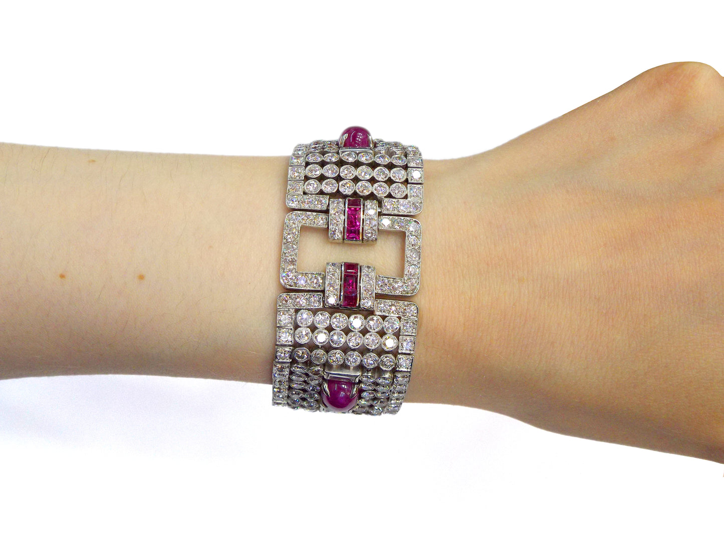 Art Deco Diamond Ruby Platinum Bracelet