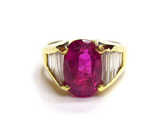 18K Gold Ruby Diamond Ring