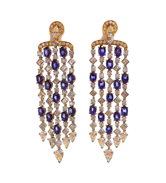 Bulgari Sapphire Diamond Chandelier Earrings