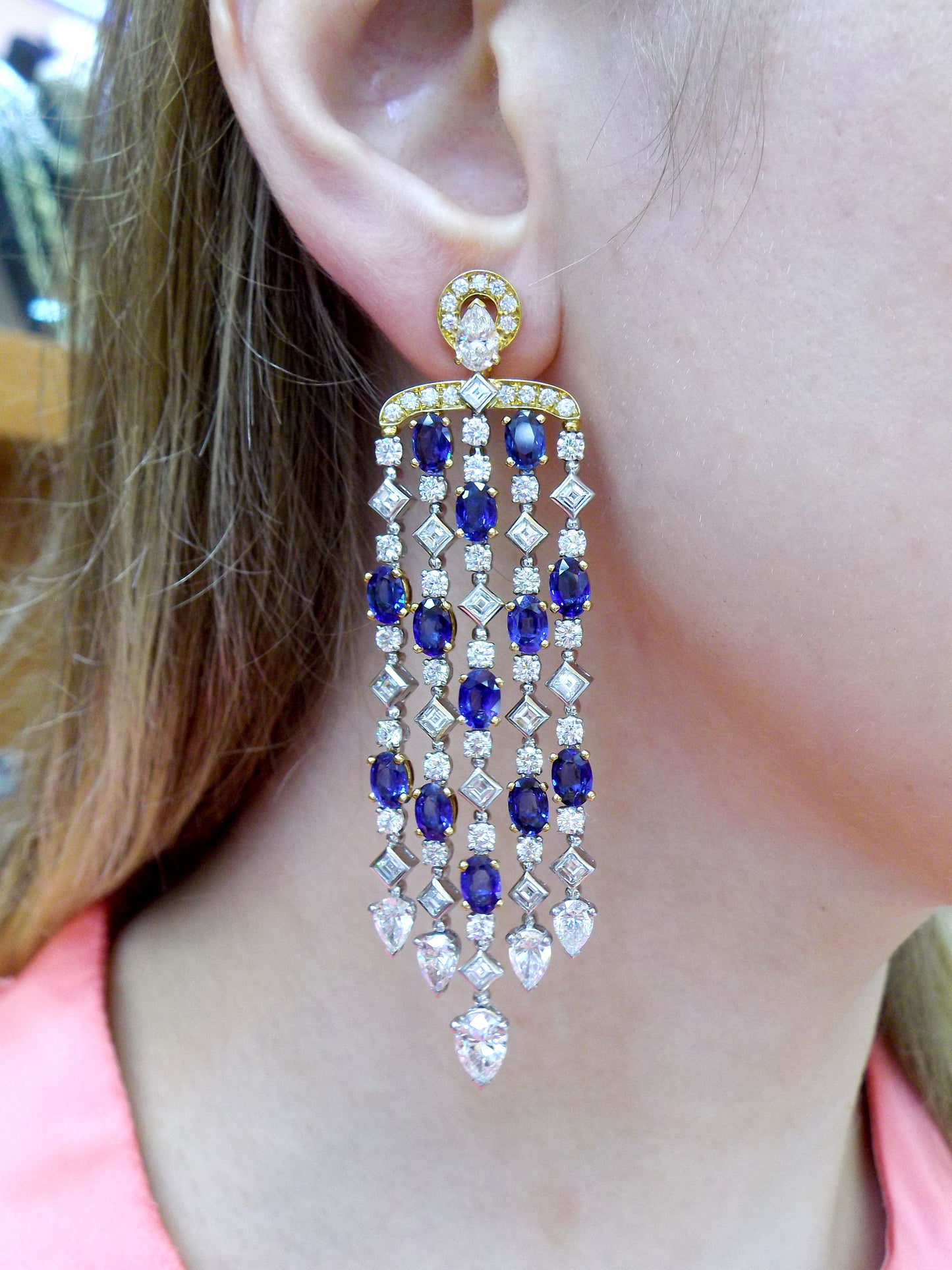 Bulgari Sapphire Diamond Chandelier Earrings