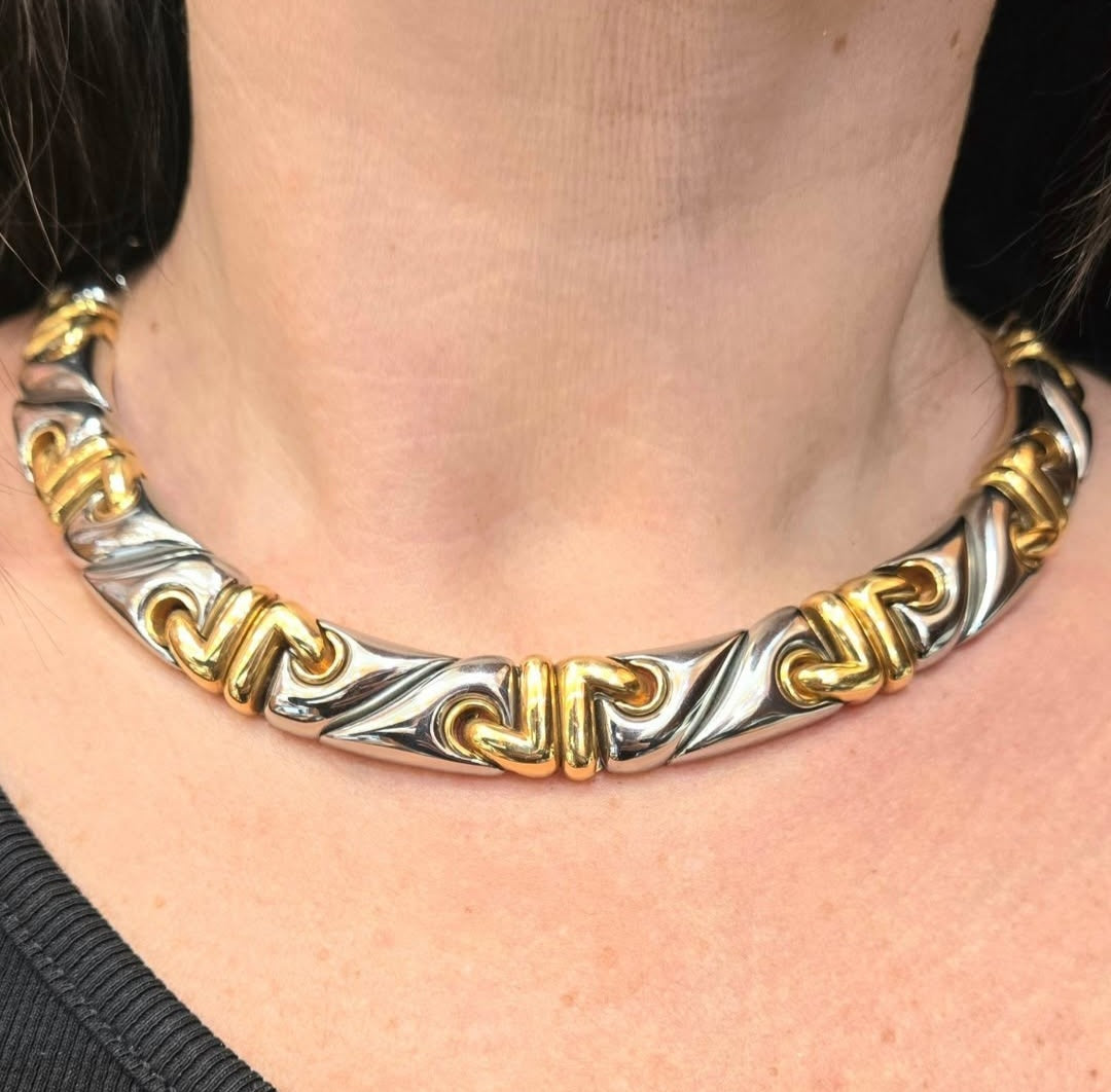 Bulgari Steel and Gold Collar Necklace