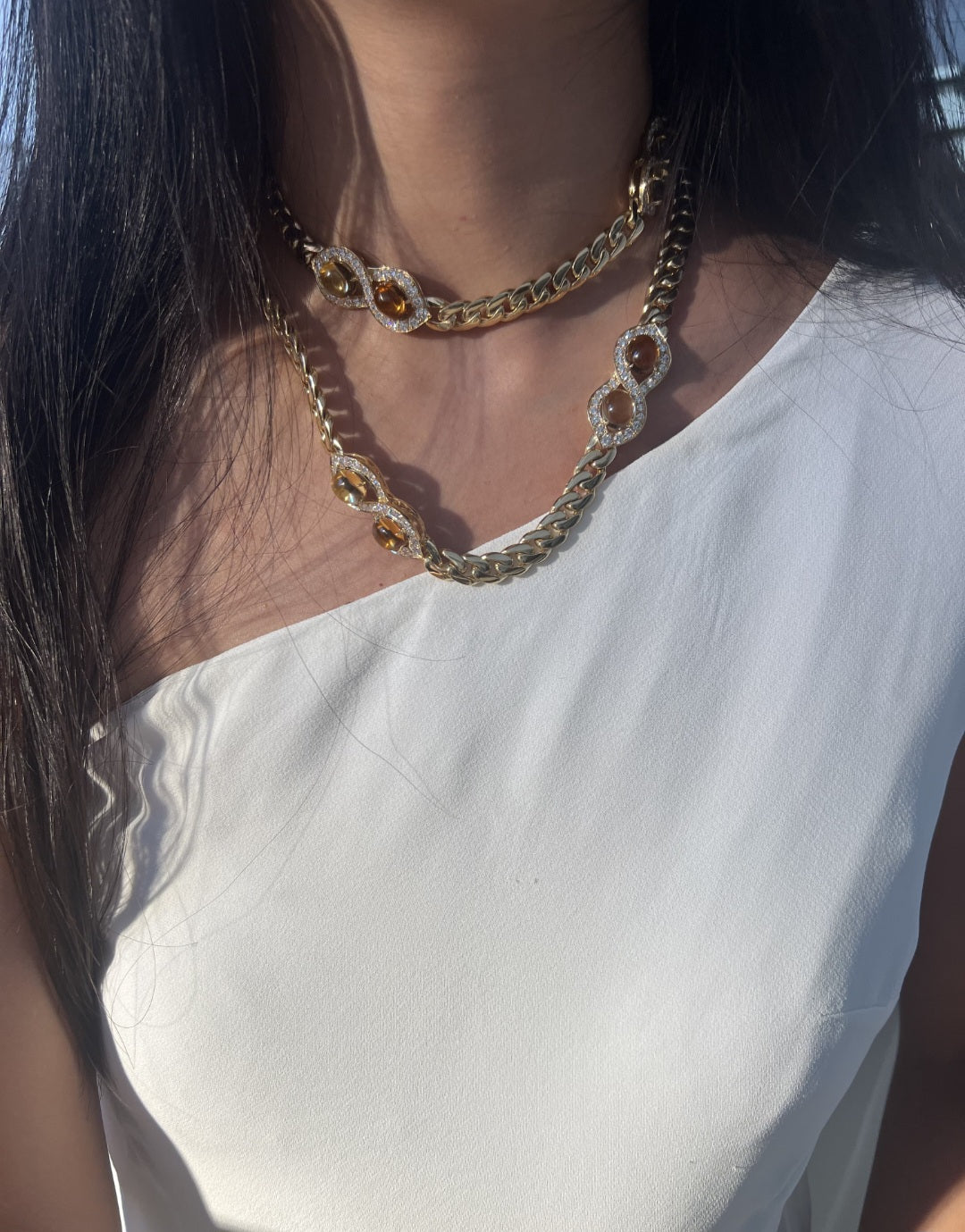 Bulgari 18K 'Toi et Moi' Sautoir Citrine Diamond Chain Necklace