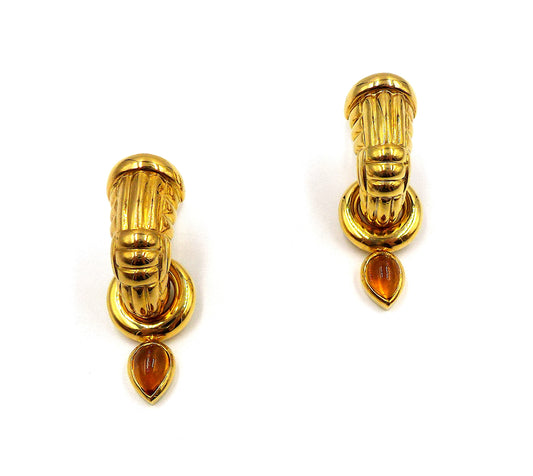 Van Cleef & Arpels 18K Yellow Gold Citrine Hoop Earrings