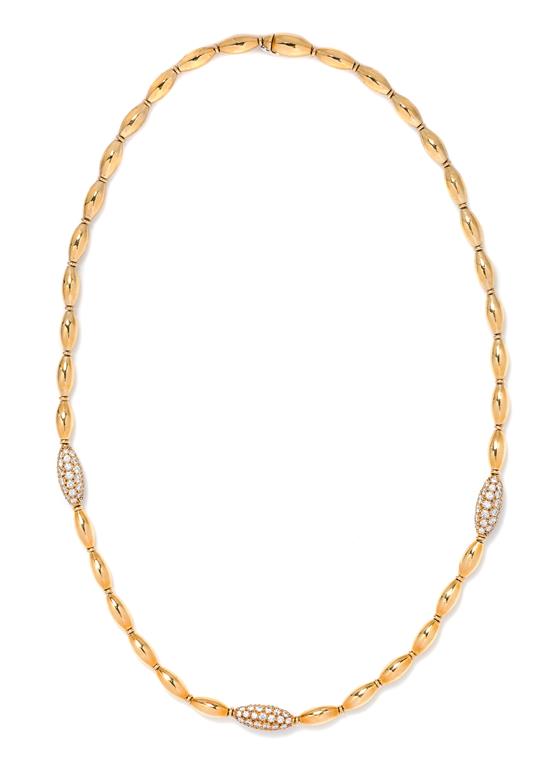 Van Cleef & Arpels 18K Yellow Gold Diamond Beaded Necklace