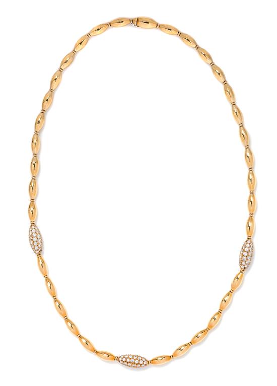 Van Cleef & Arpels 18K Yellow Gold Diamond Beaded Necklace
