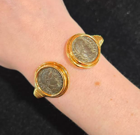 Bulgari Double Monete 18K Gold Hinge Bracelet