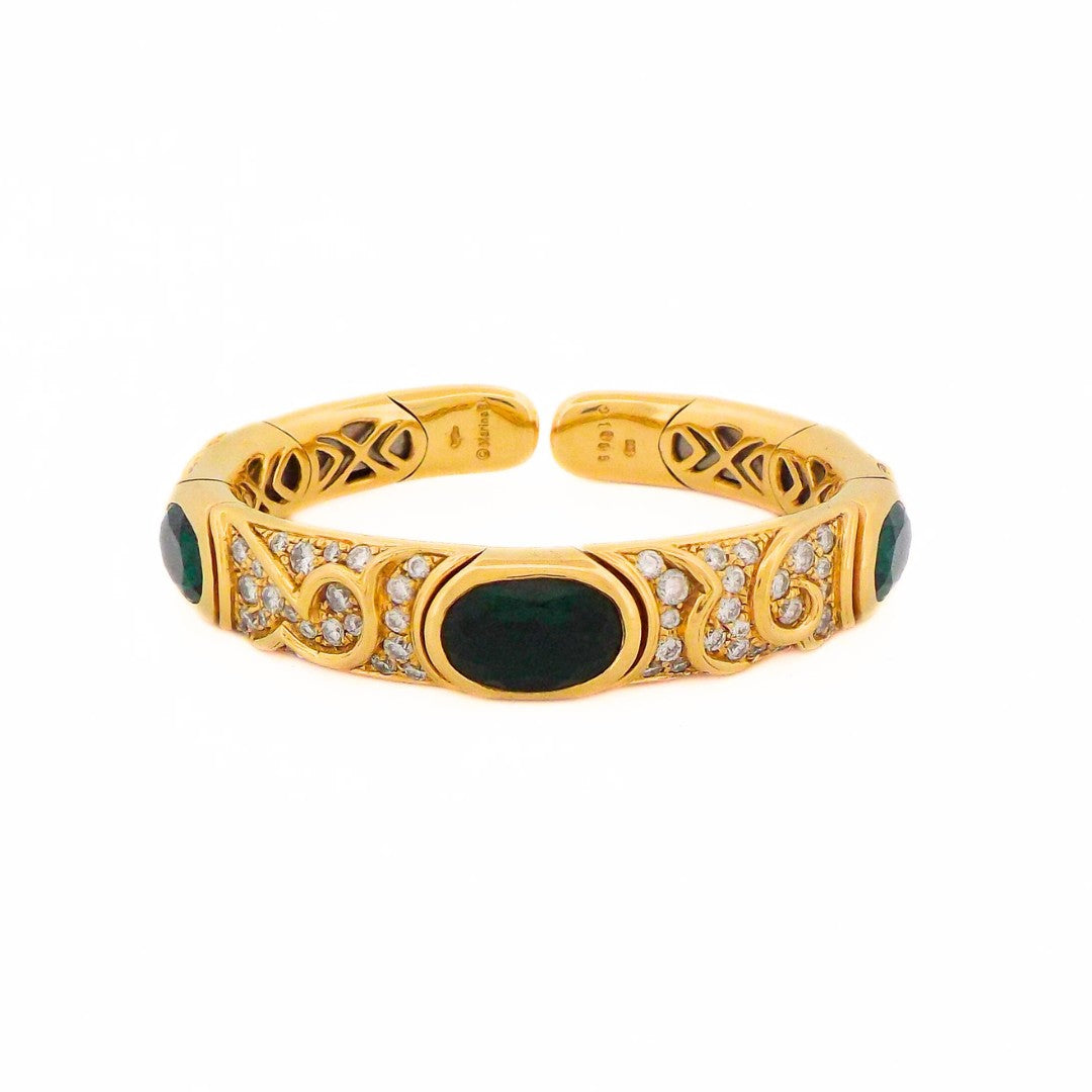 Marina B 18K Gold Green Tourmaline Diamond 'Onda' Bracelet