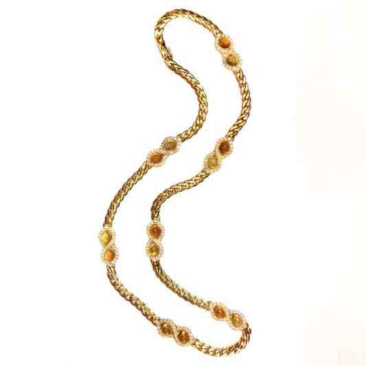 Bulgari 18K 'Toi et Moi' Sautoir Citrine Diamond Chain Necklace